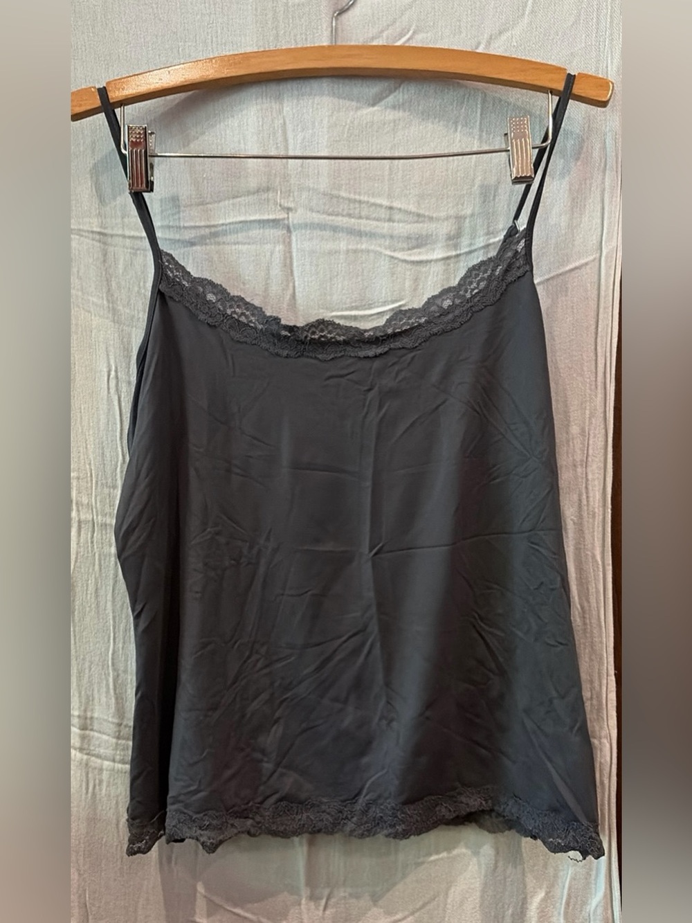 Grey Lace Trim Camisole Top